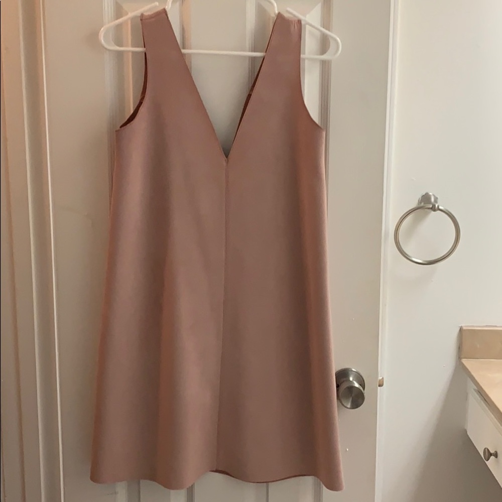 Zara Blush Pink Faux Suede mini dress Size Medium